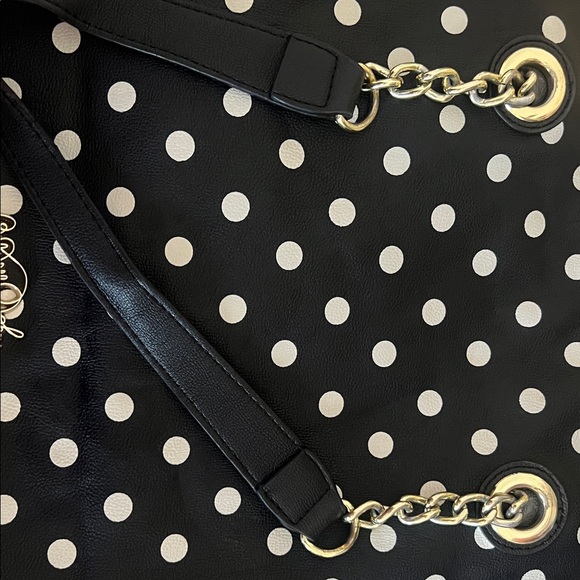 Betsey Johnson Black & White Polka Dot Shoulder Bag with Bow - Picture 3 of 9